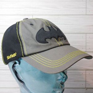 Batman Hat Adjustable Gray Strapback Baseball Cap Superhero DC Comics Six Flags